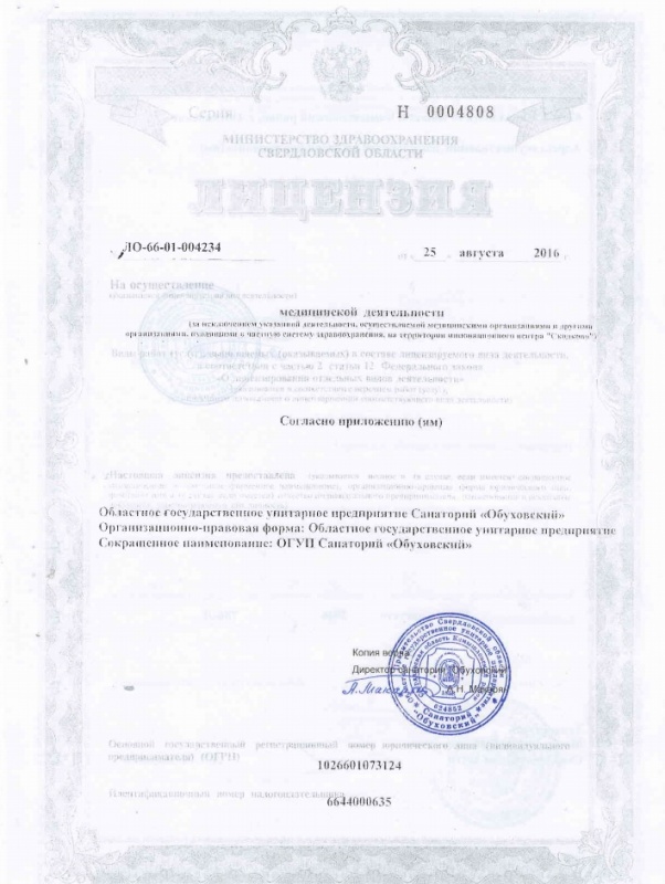 Лицензия Обуховский